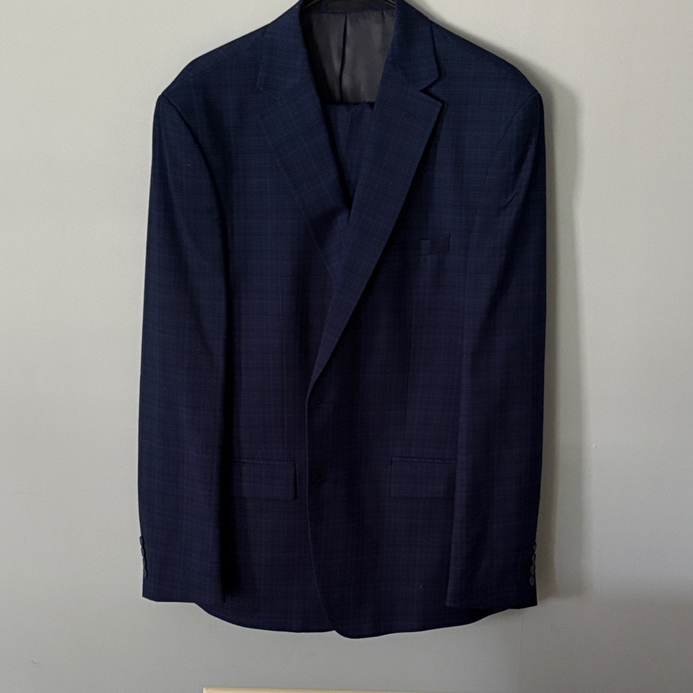 Calvin Klein Blue  Plaid/Checkered Suit